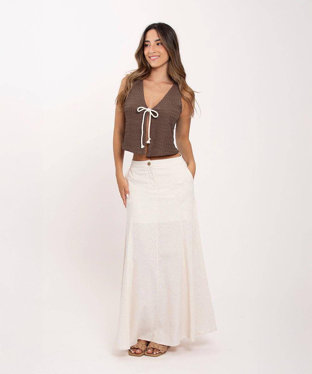 Chaleco Con Cordon Chocolate Blusas Para Mujer | Ticket Store Colombia 2