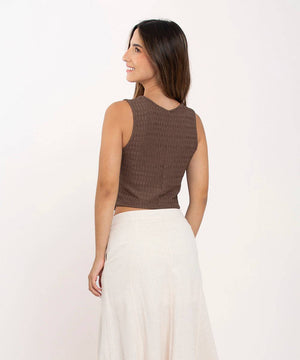 Chaleco Con Cordon Chocolate Blusas Para Mujer | Ticket Store Colombia 3