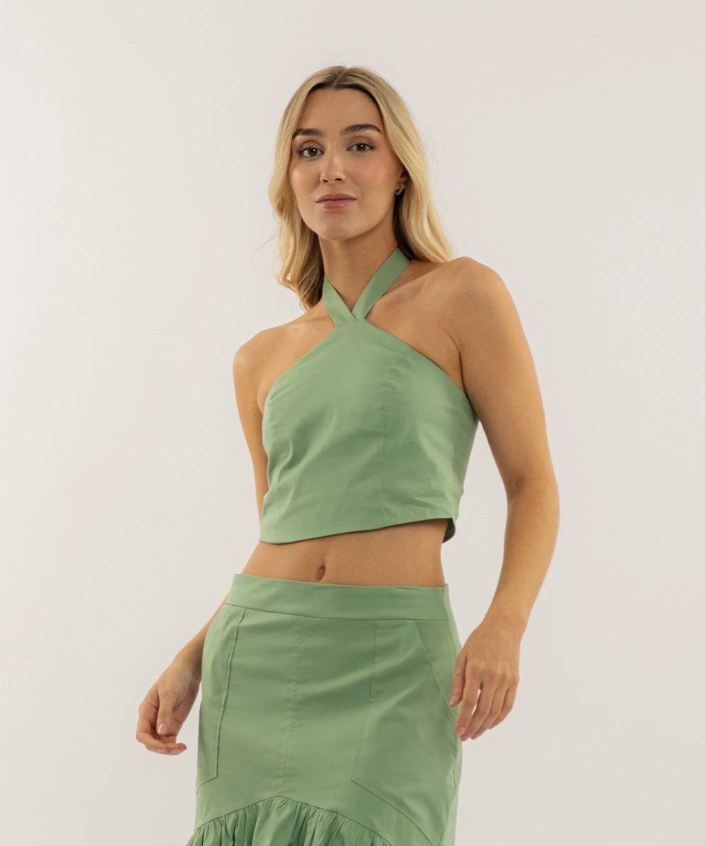 Blusa Escote Alto Verde Menta Blusas Para Mujer | Ticket Store Colombia 1