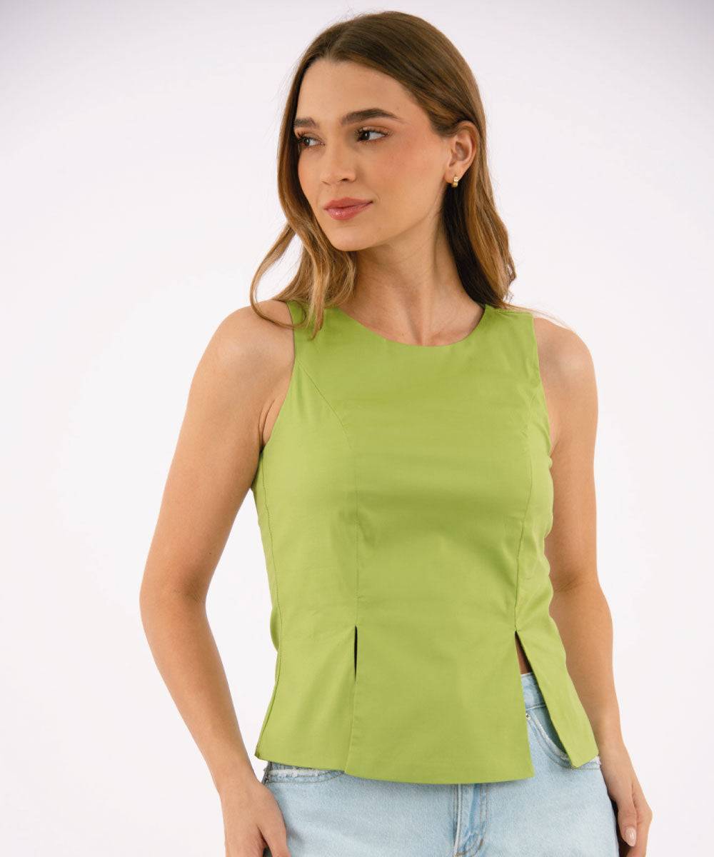 Blusa Cortes Con Aberturas Verde Oliva Blusas Para Mujer | Ticket Store Colombia 1