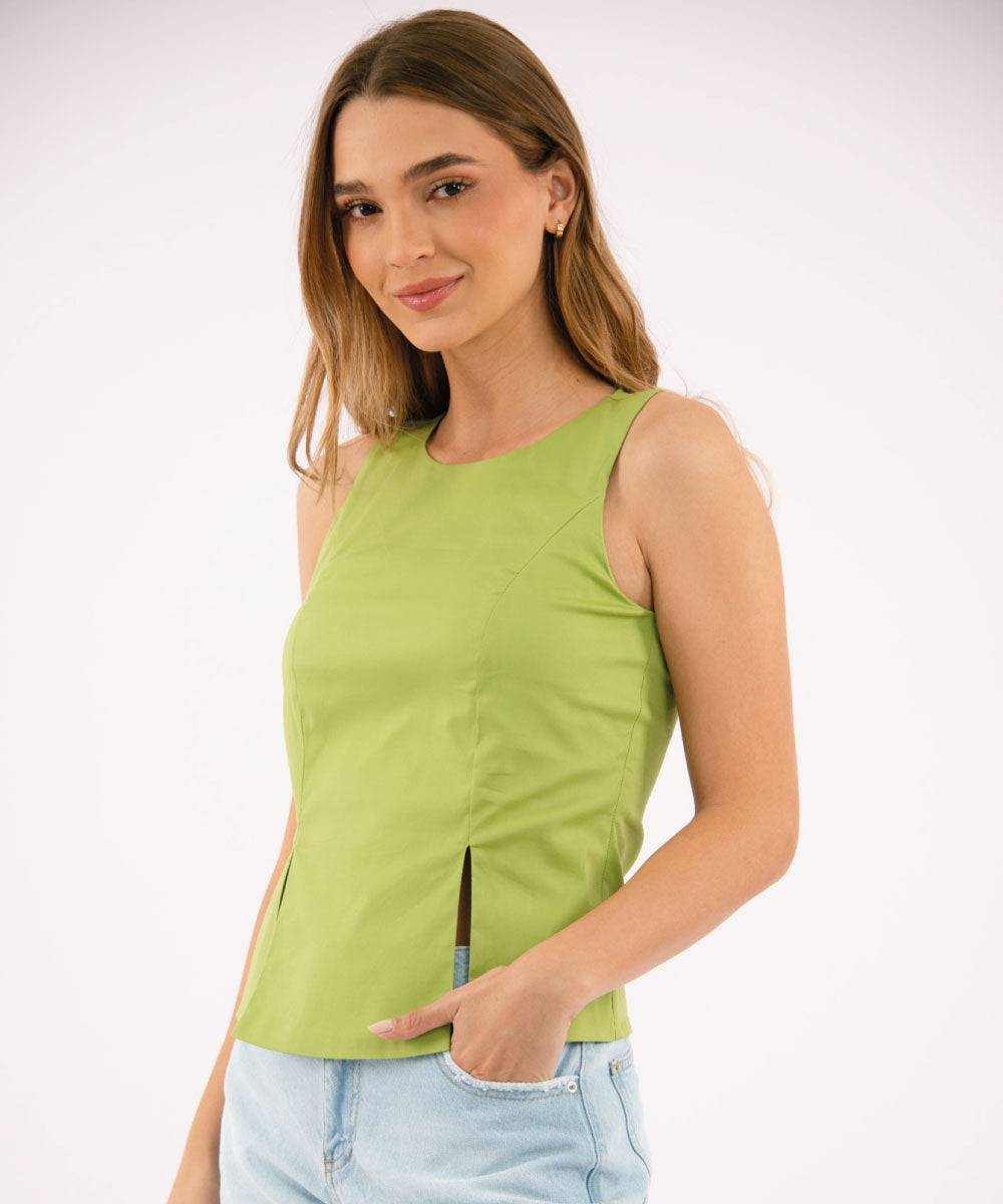 Blusa Cortes Con Aberturas Verde Oliva Blusas Para Mujer | Ticket Store Colombia 2