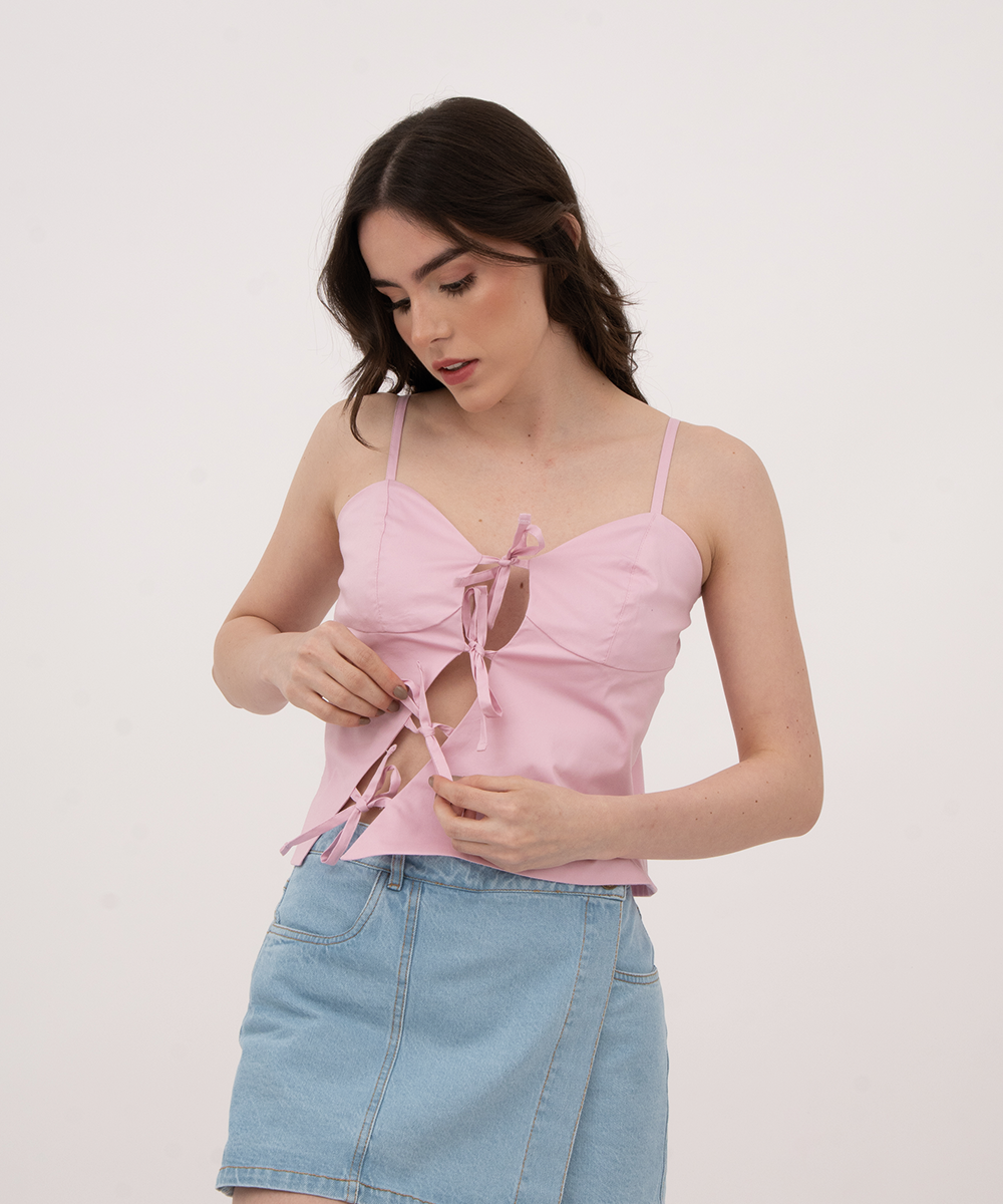 Blusa con moños ROSADO