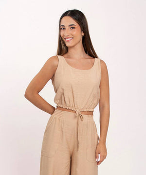 Blusa Sisa Elastico Cintura Beige Blusas Para Mujer | Ticket Store Colombia 3