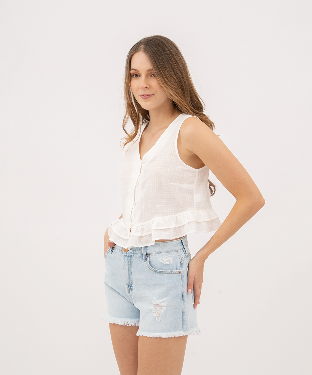 Blusa sisa con botonadura BLANCO