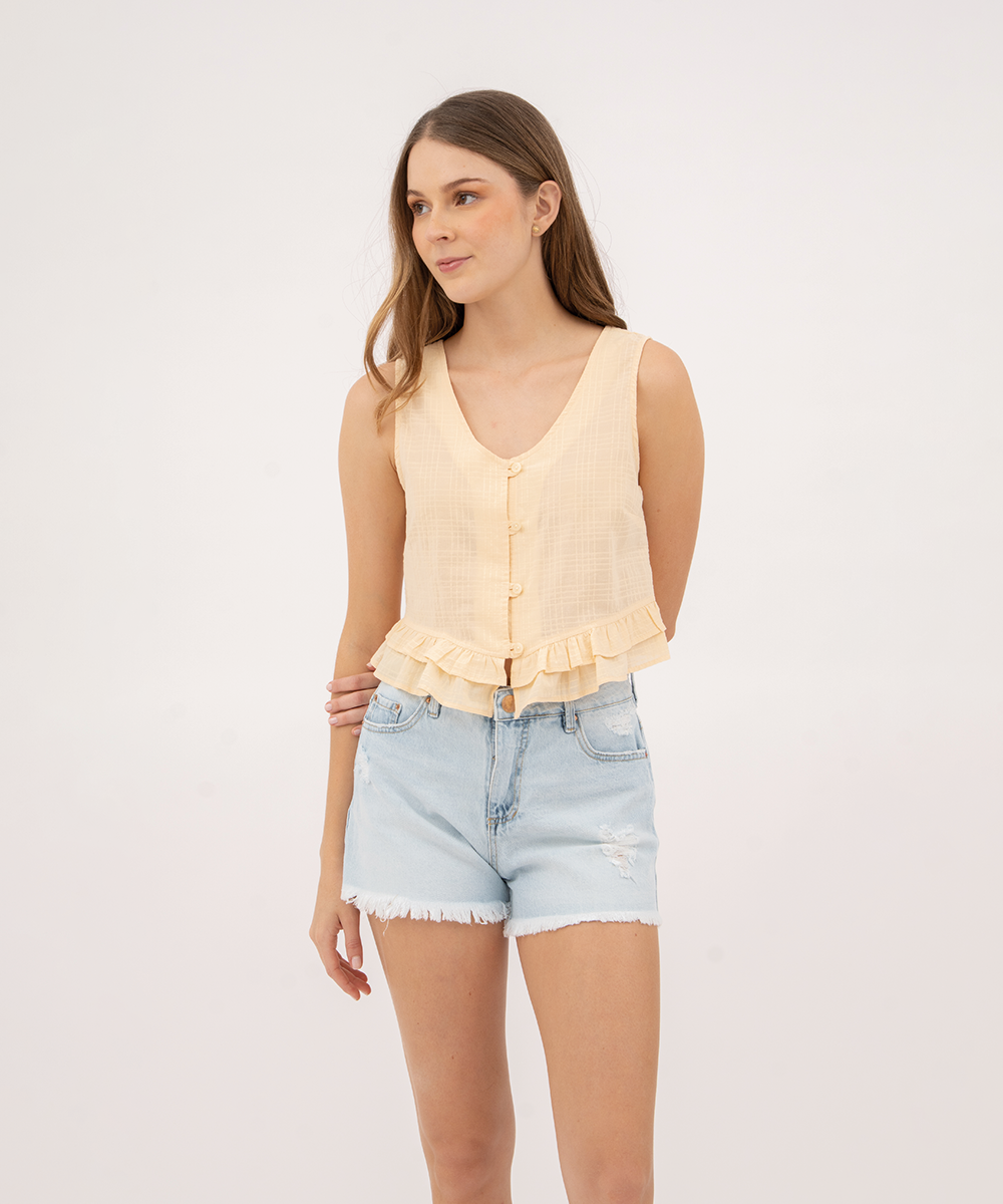 Blusa sisa con botonadura AMARILLO PASTEL