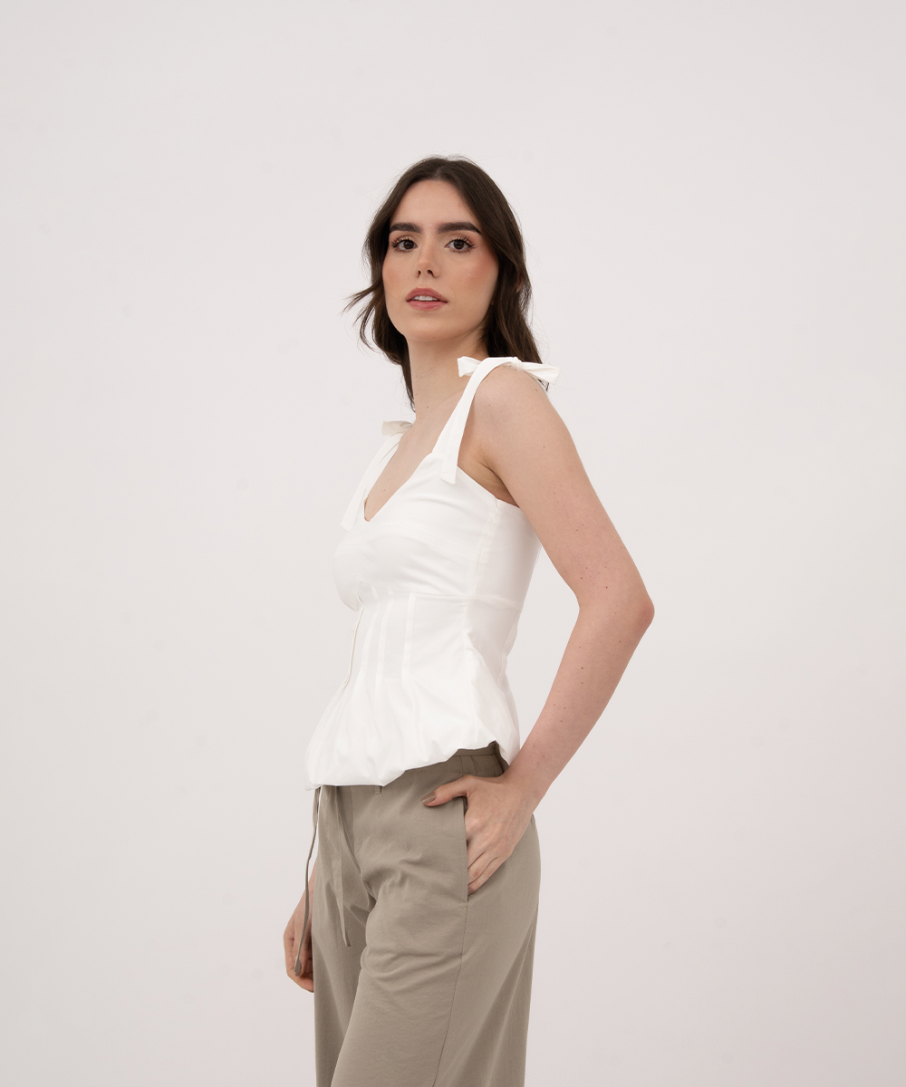 Blusa con prenses BLANCO