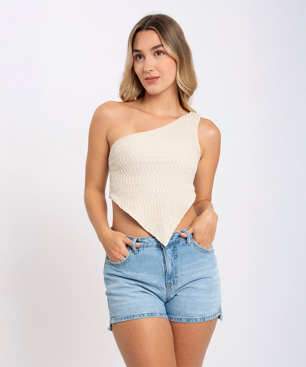Blusa Asimetrica Beige Blusas Para Mujer | Ticket Store Colombia 1