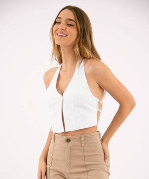 Blusa De Anudar En El Cuello Blanco Blusas Para Mujer | Ticket Store Colombia 2