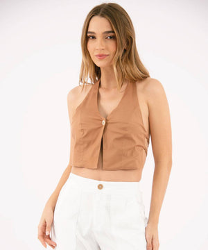 Blusa De Anudar En El Cuello Chocolate Blusas Para Mujer | Ticket Store Colombia 1