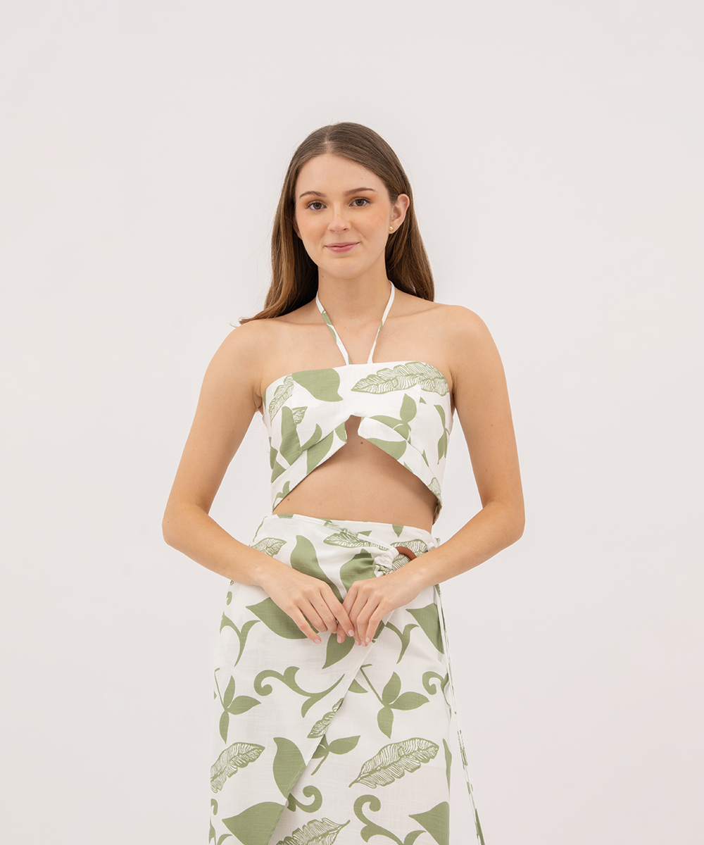 Crop top tiras halter VERDE