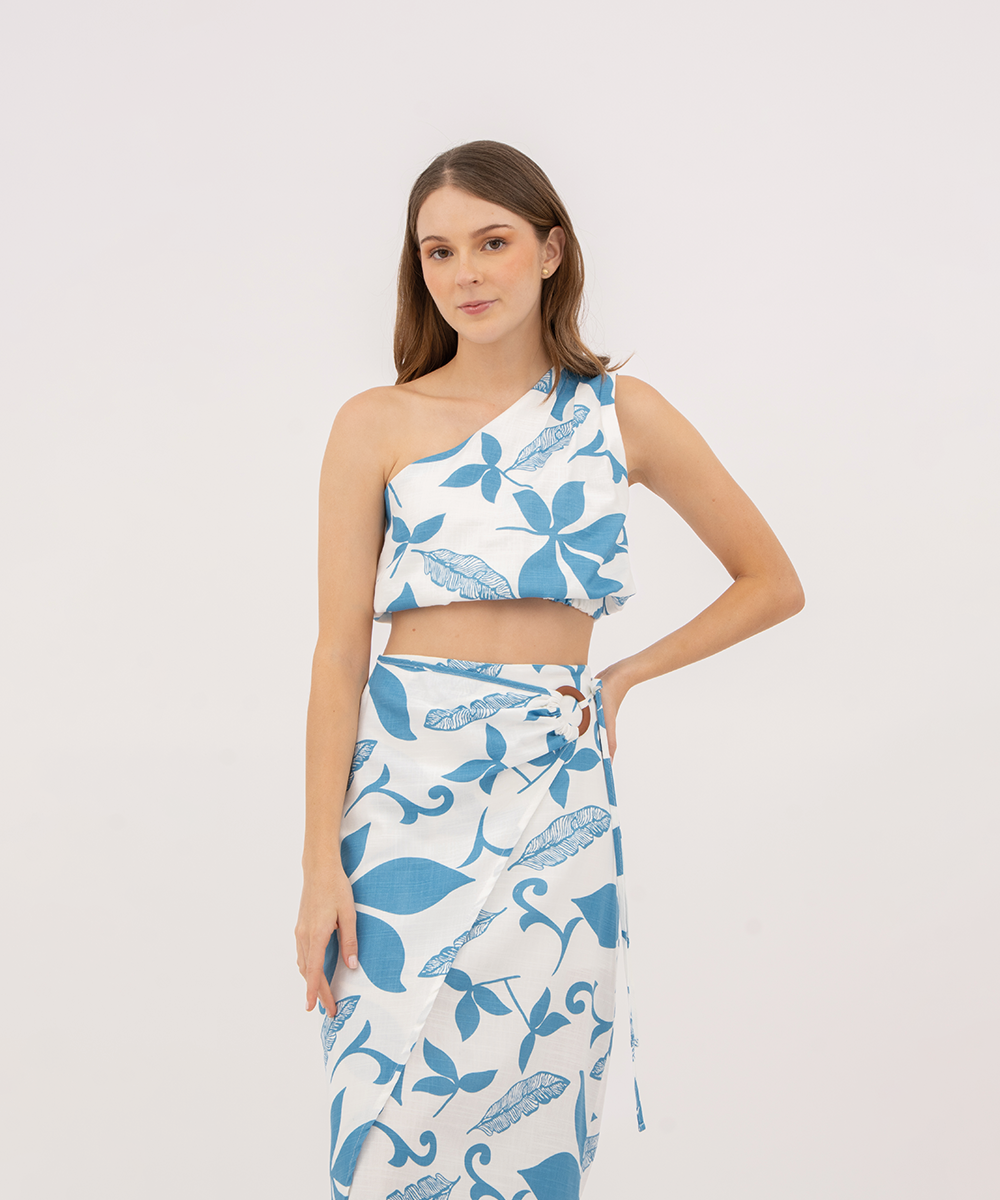 Blusa escote asimetrico AZUL RADIANTE