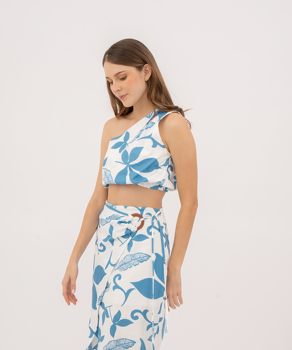 Blusa escote asimetrico AZUL RADIANTE