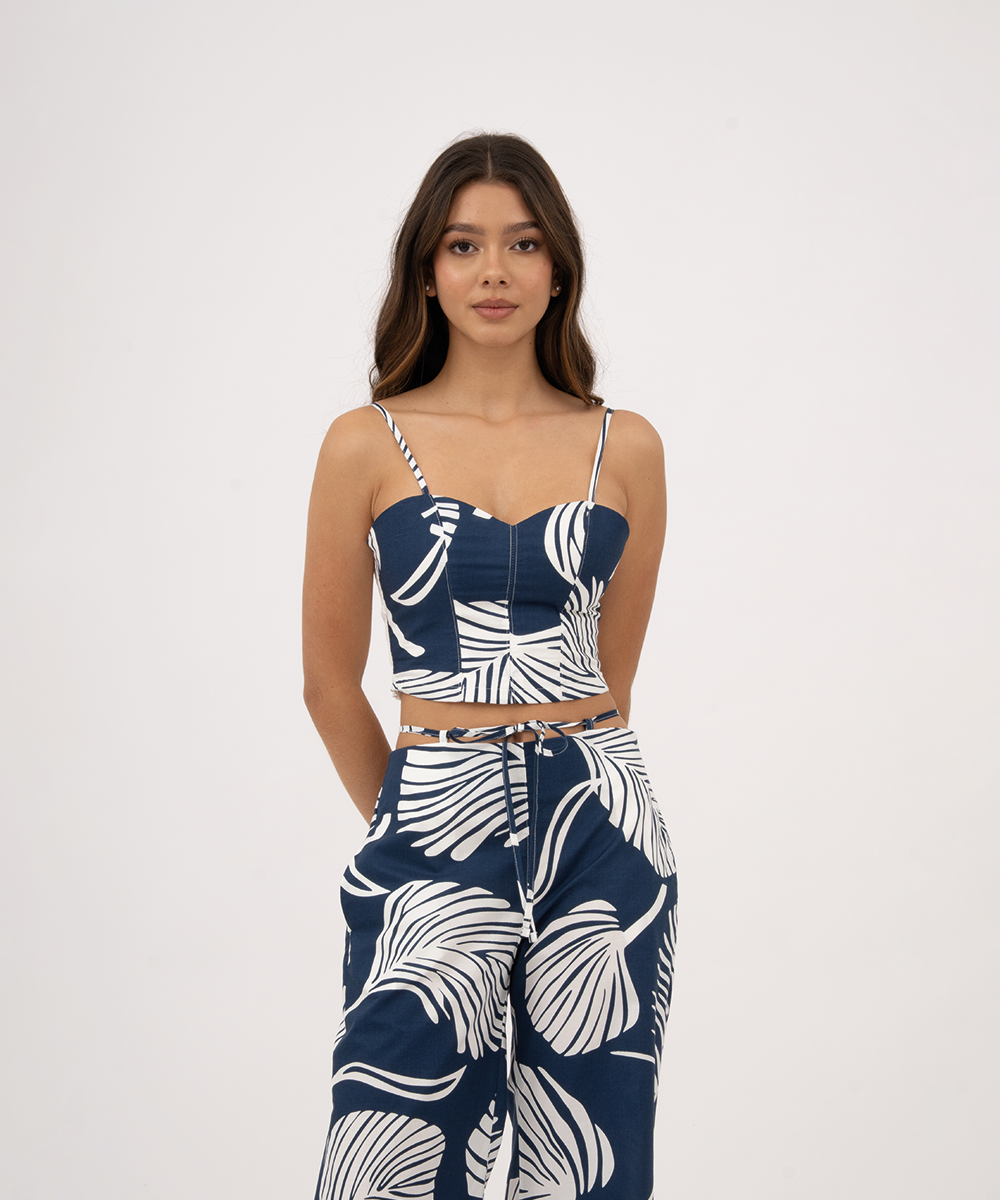 Blusa strapless tira AZUL