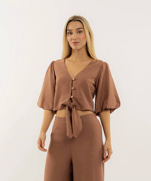 Blusa Mangas Globo Caramelo Blusas Para Mujer | Ticket Store Colombia 1