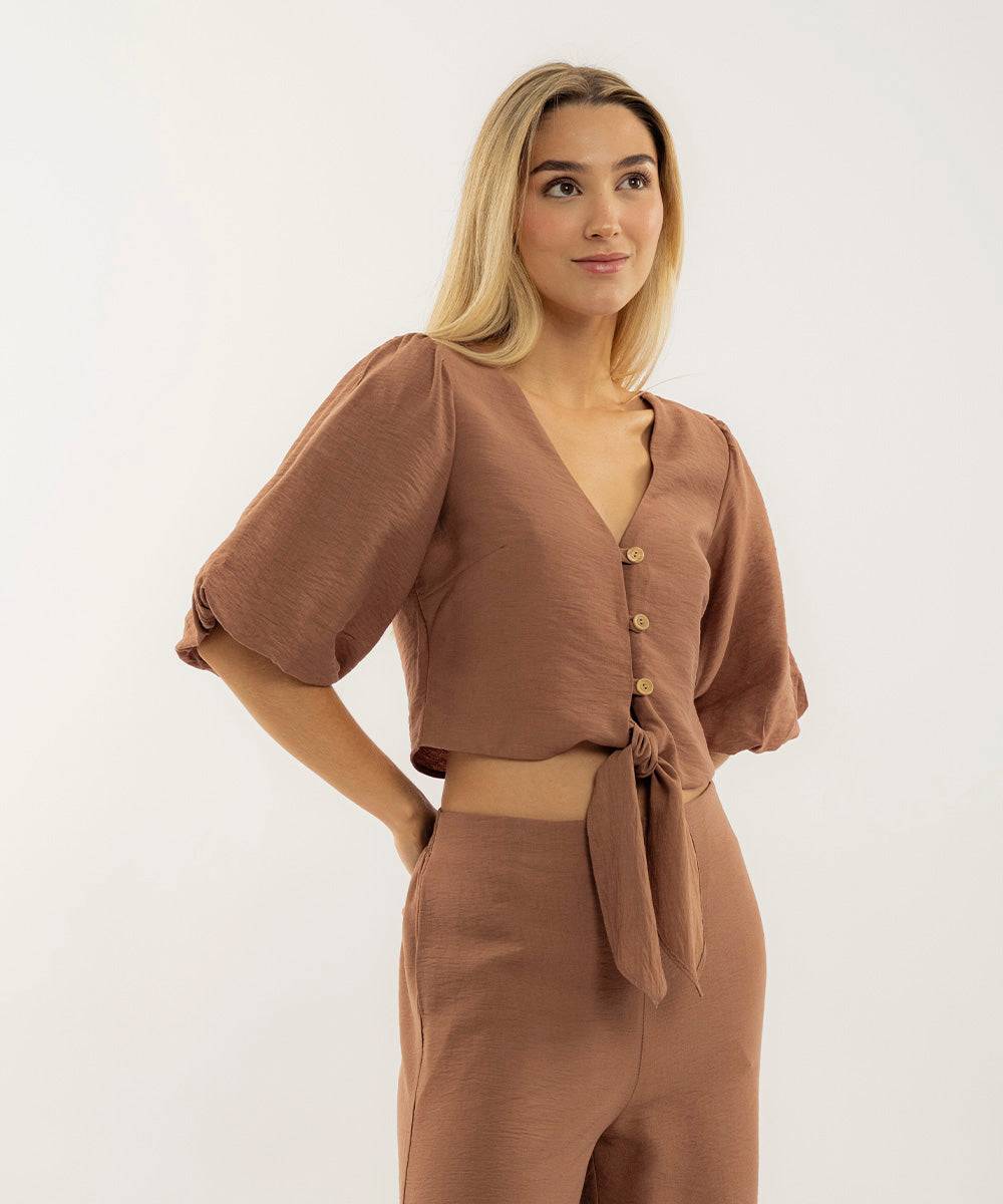 Blusa Mangas Globo Caramelo Blusas Para Mujer | Ticket Store Colombia 2