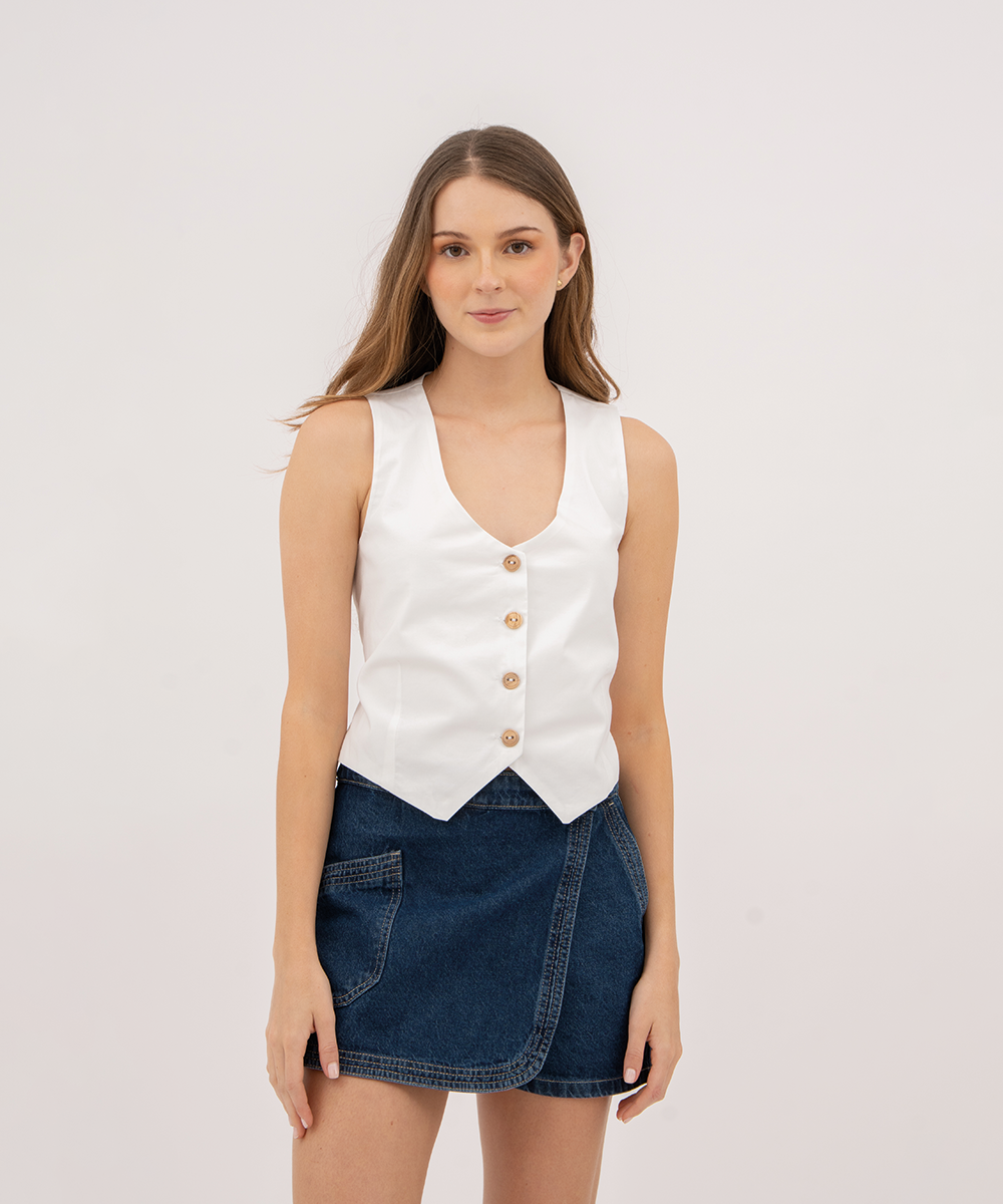 Chaleco con moño en posterior BLANCO