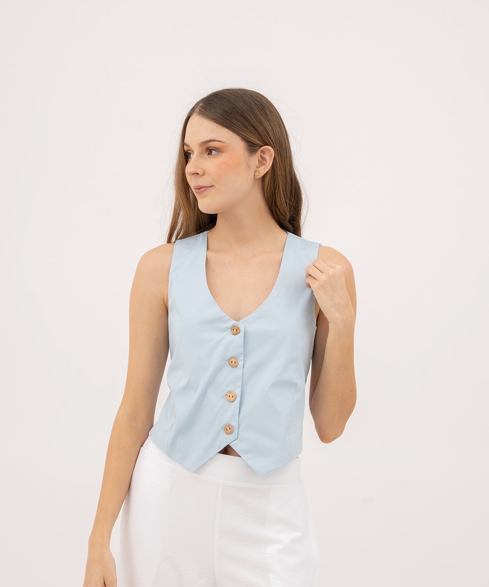 Chaleco con moño en posterior AZUL CIELO