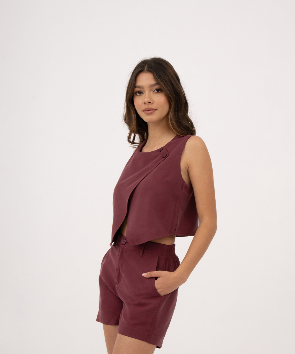 Blusa sisa cruzada VINO PROFUNDO