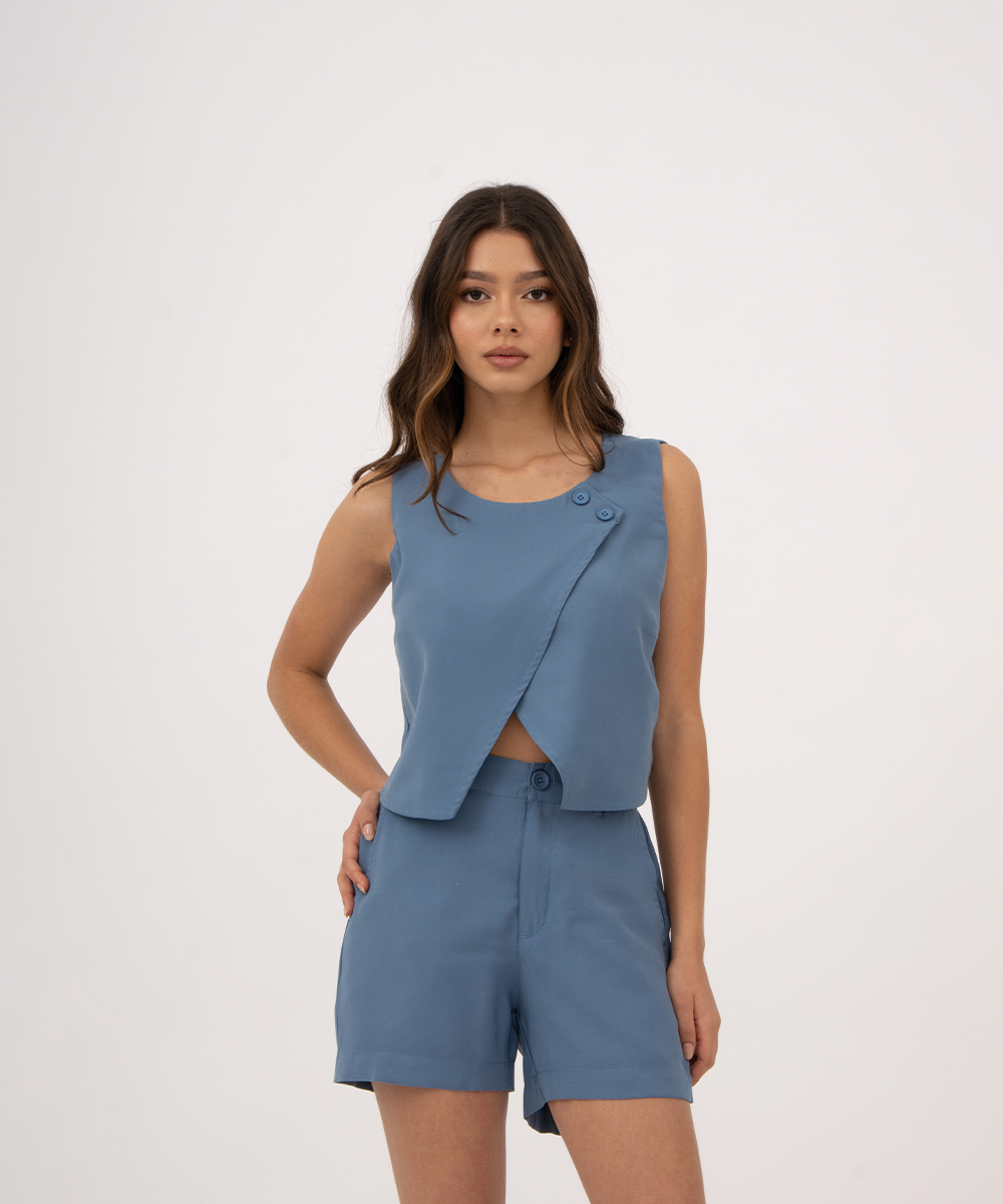 Blusa sisa cruzada AZUL RADIANTE