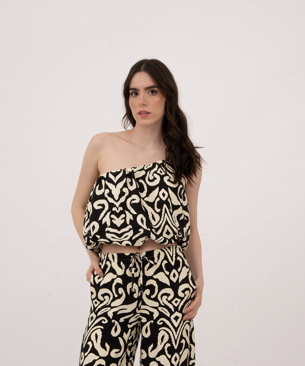 Blusa solo hombro globo NEGRO