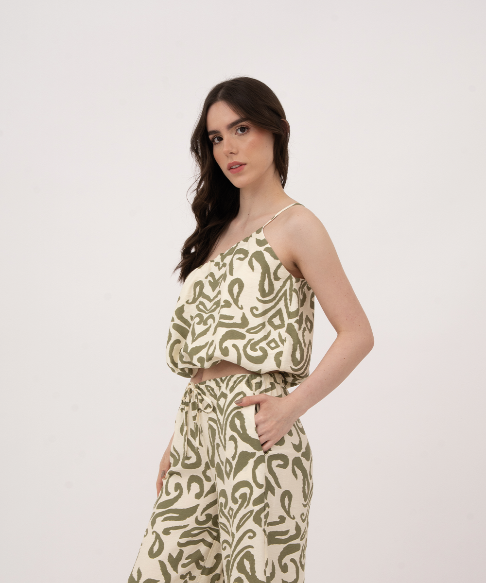 Blusa solo hombro globo VERDE OLIVA