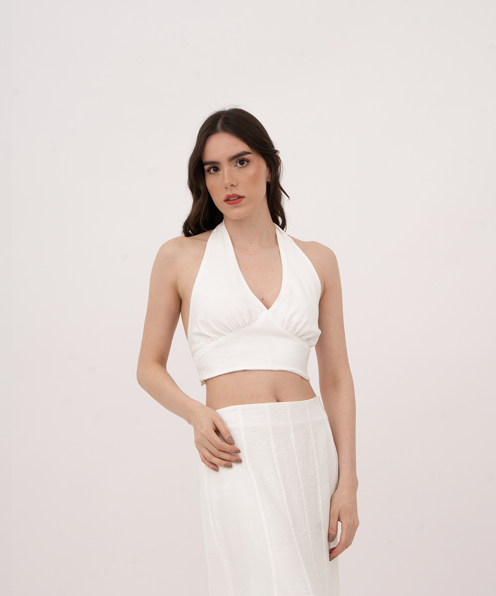 Crop top de copas halter BLANCO