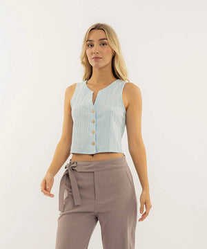 Blusa Sisa De Abotonar Azul Cielo Blusas Para Mujer | Ticket Store Colombia 1