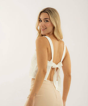 Blusa Con Moño En Espalda Blanco Blusas Para Mujer | Ticket Store Colombia 3