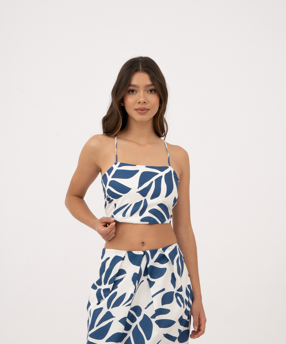 Crop top tiras cruzadas AZUL