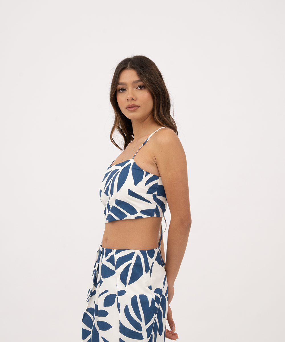 Crop top tiras cruzadas AZUL