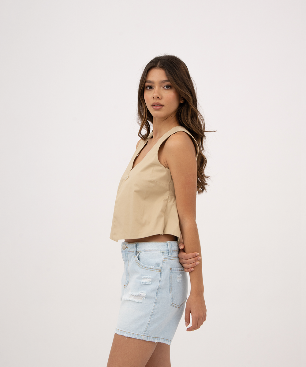 Chaleco abertura y botón en espalda CAMEL