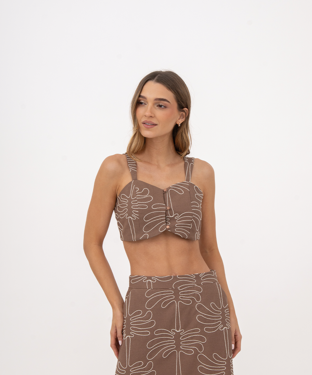 Crop top con botones CHOCOLATE