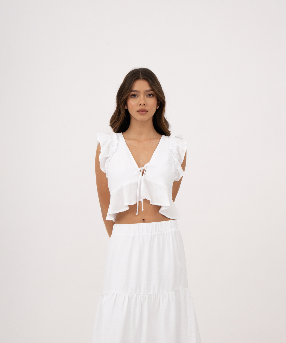 Blusa escote con lazo BLANCO
