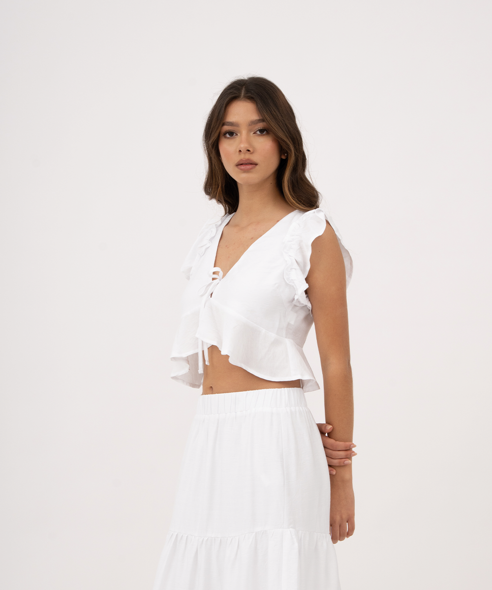 Blusa escote con lazo BLANCO