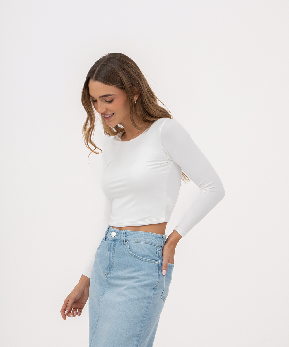 Blusa manga larga BLANCO