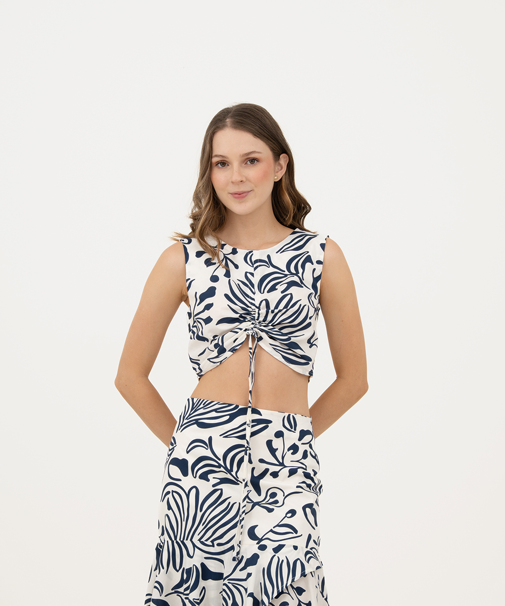 Blusa con lazo AZUL PROFUNDO