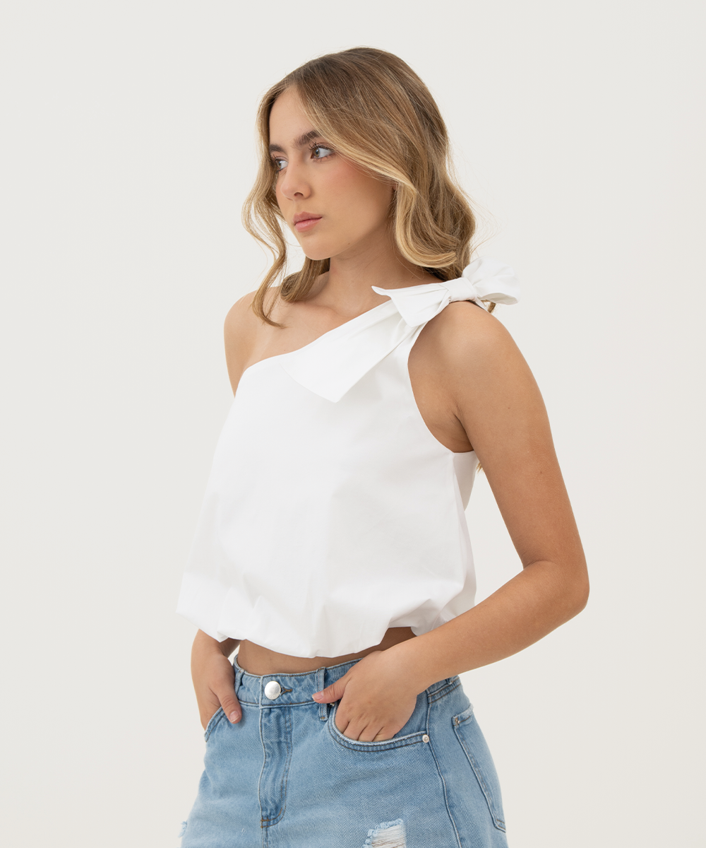 Blusa escote asimétrico BLANCO
