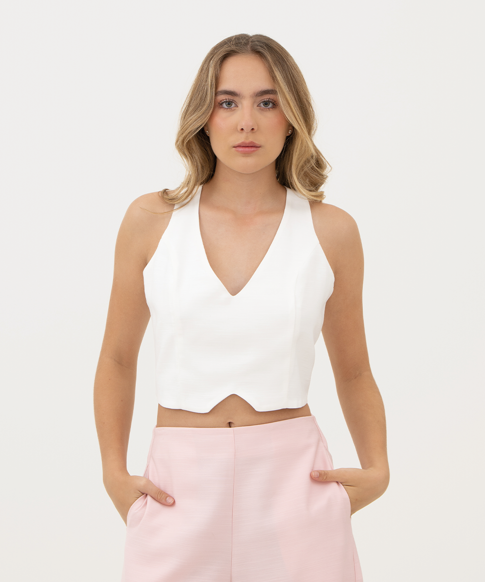 Blusa posterior tiras cruzadas BLANCO
