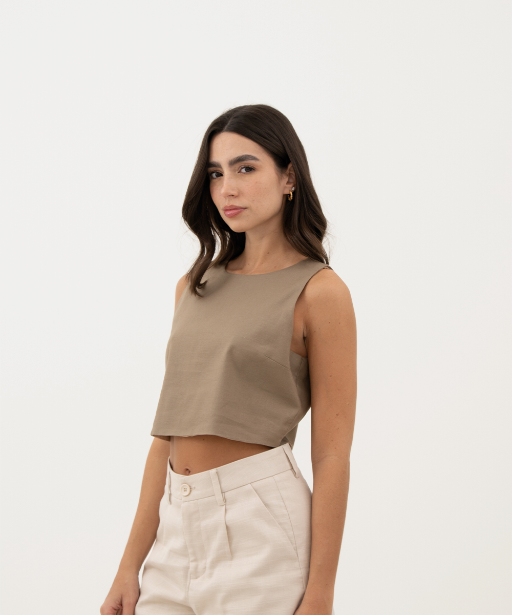 Blusa sisa con botones en posterior CAMEL