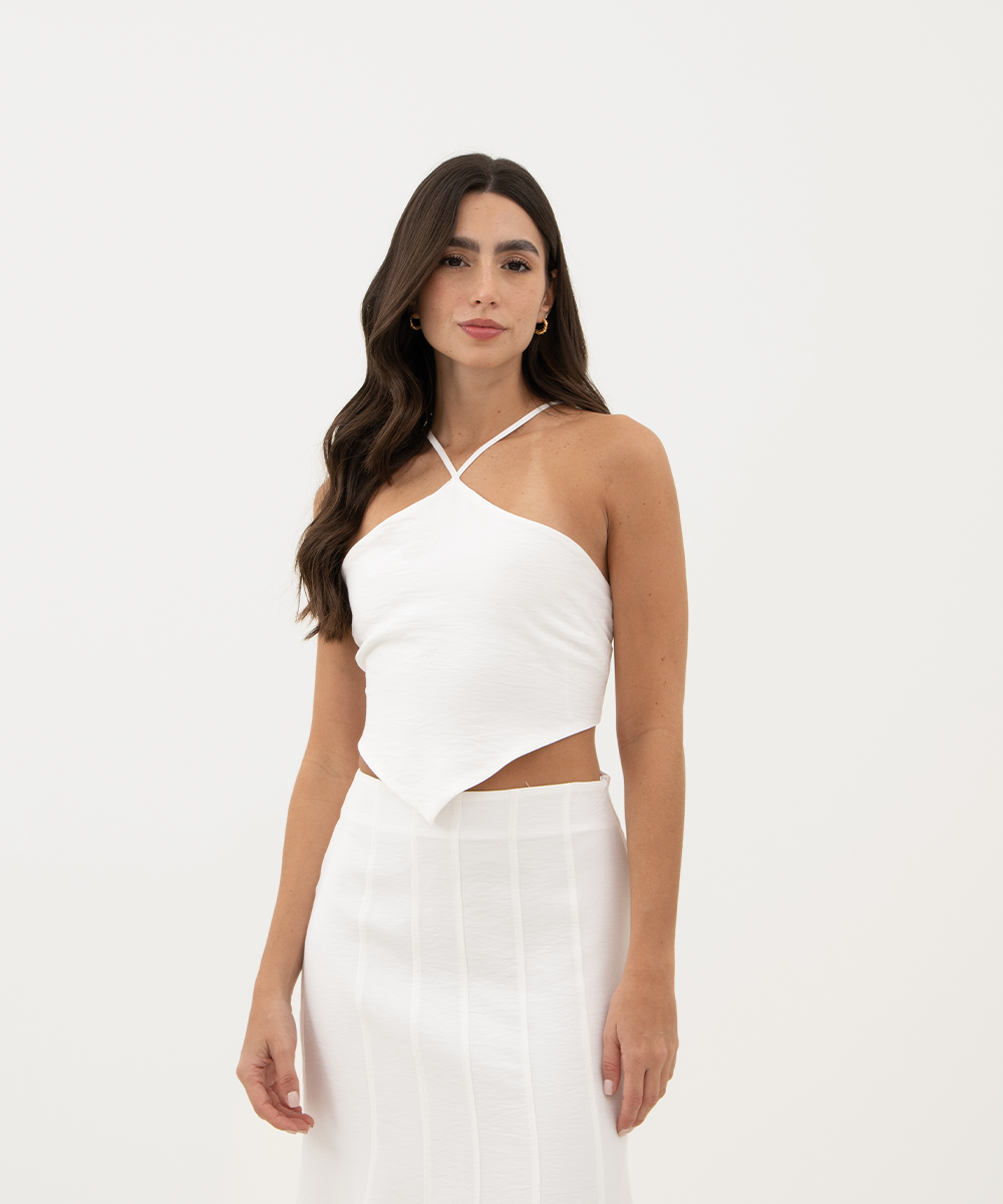 Blusa asimétrica halter BLANCO