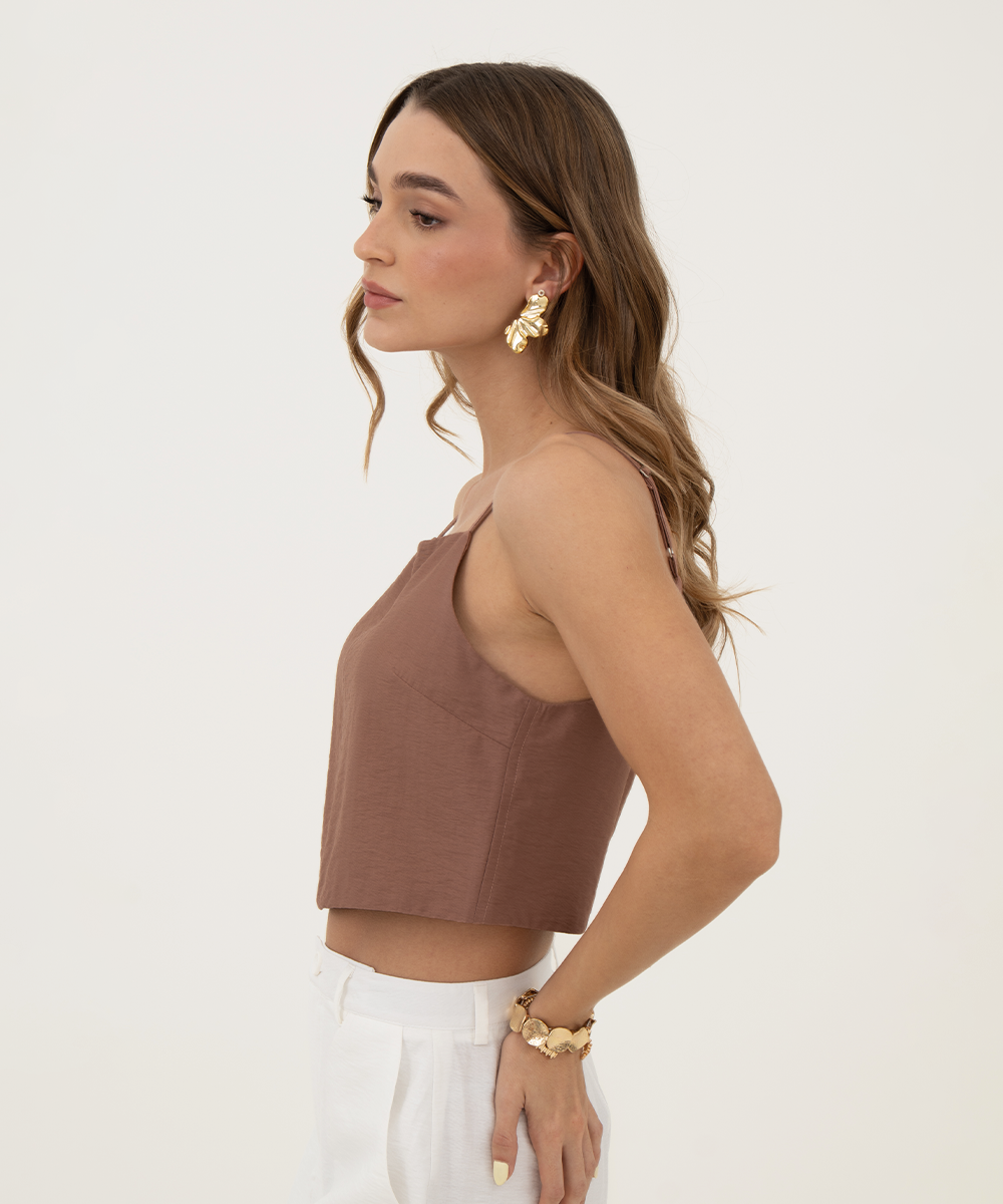 Blusa tiras cierre posterior Chocolate