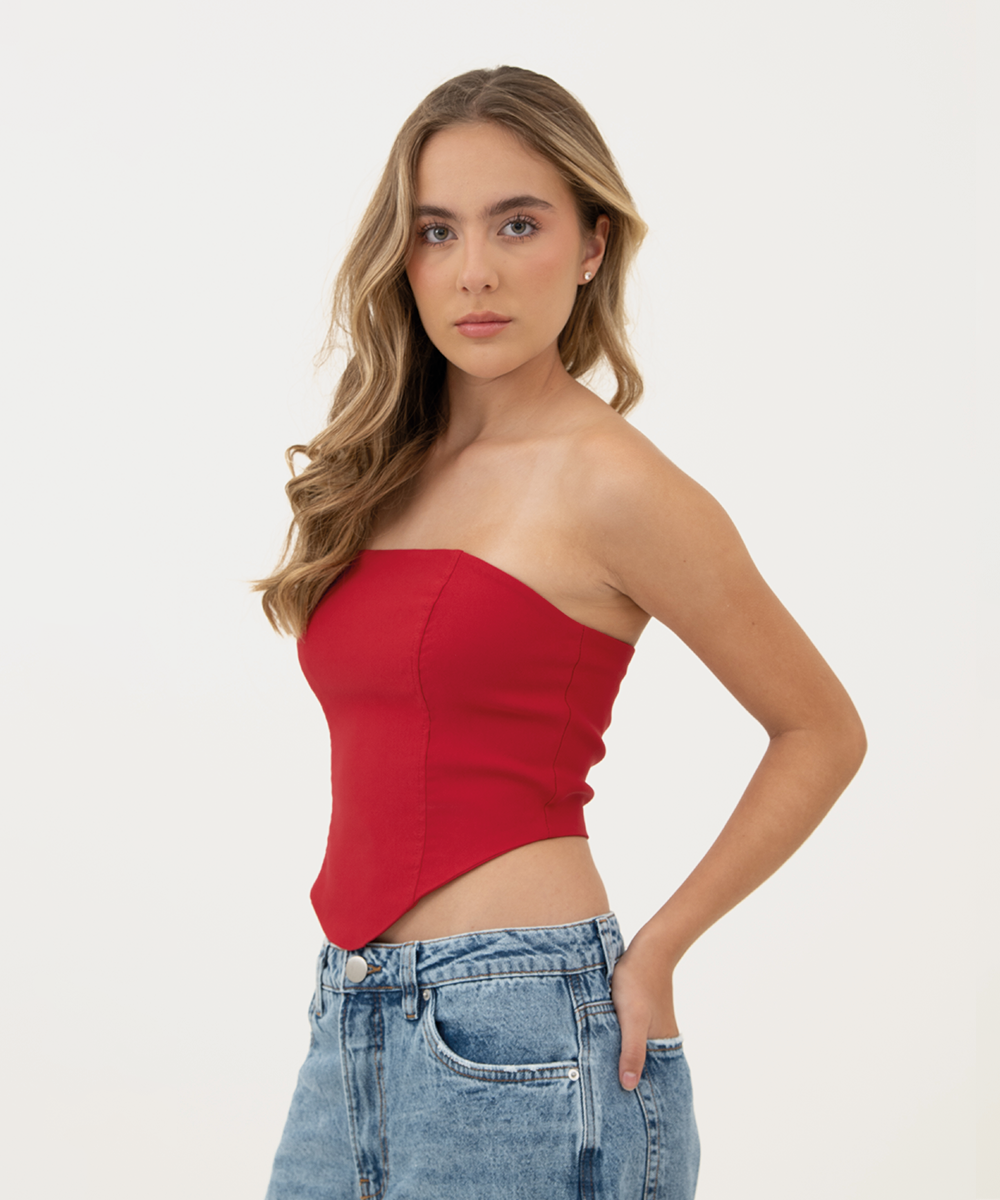 Blusa strapless ROJO