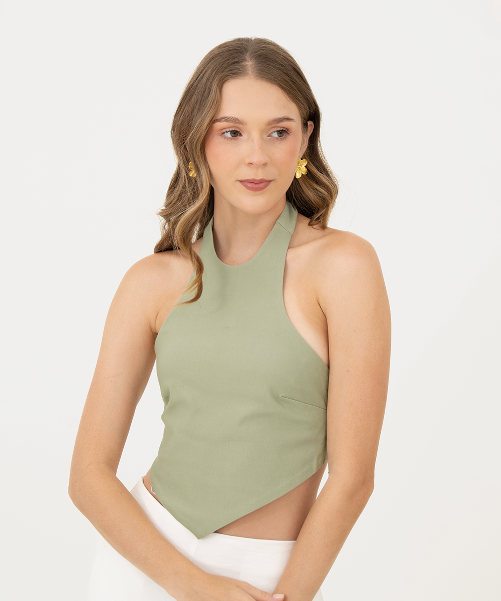 Blusa halter VERDE OLIVA