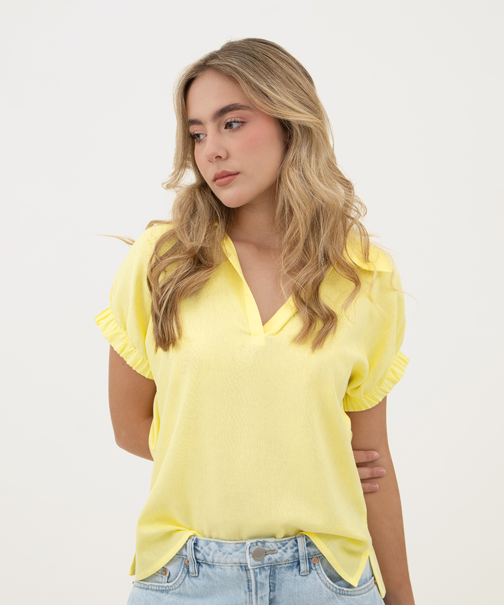 Blusa camisera manga corta AMARILLO