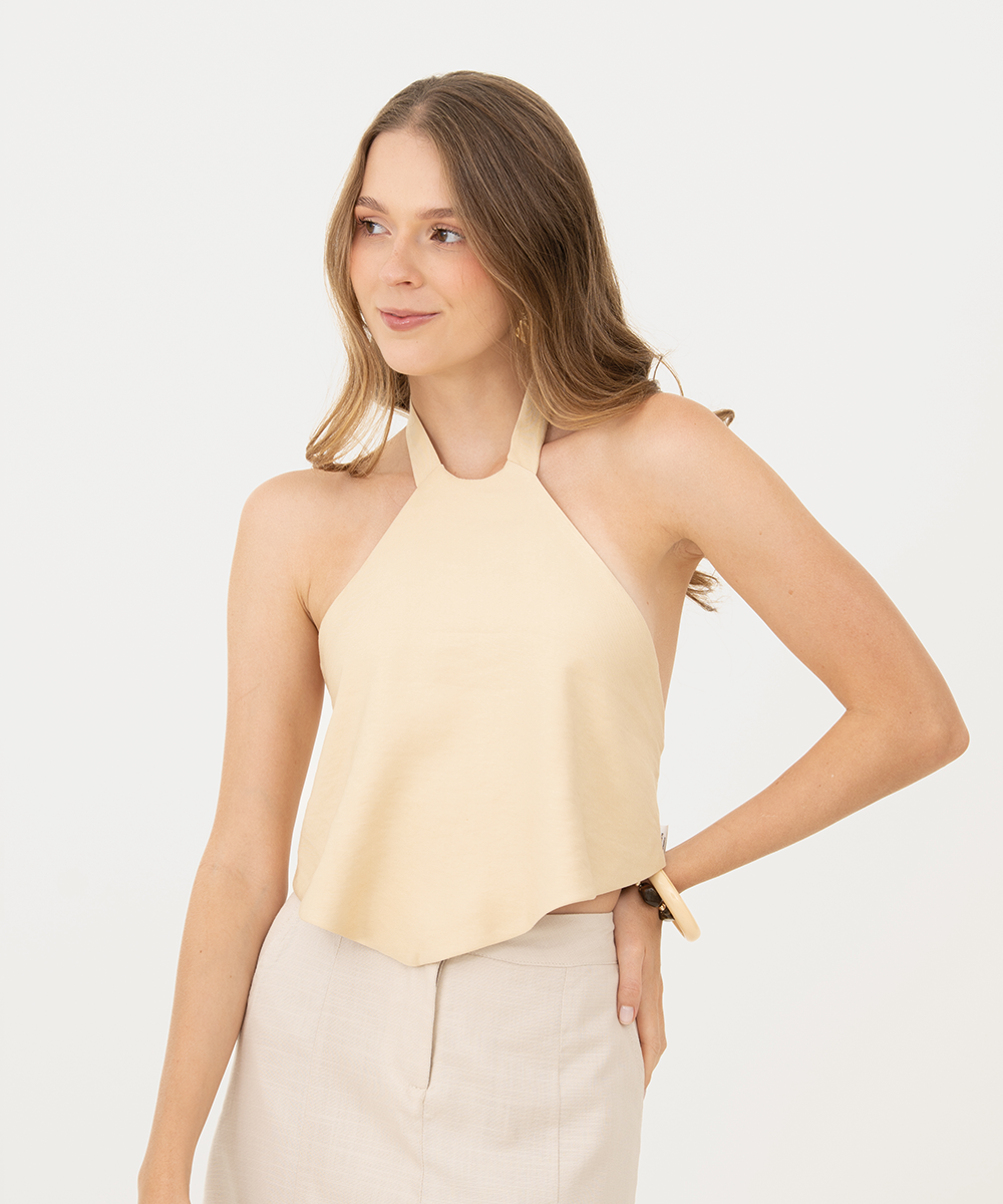 Blusa halter de anudar AMARILLO PASTEL