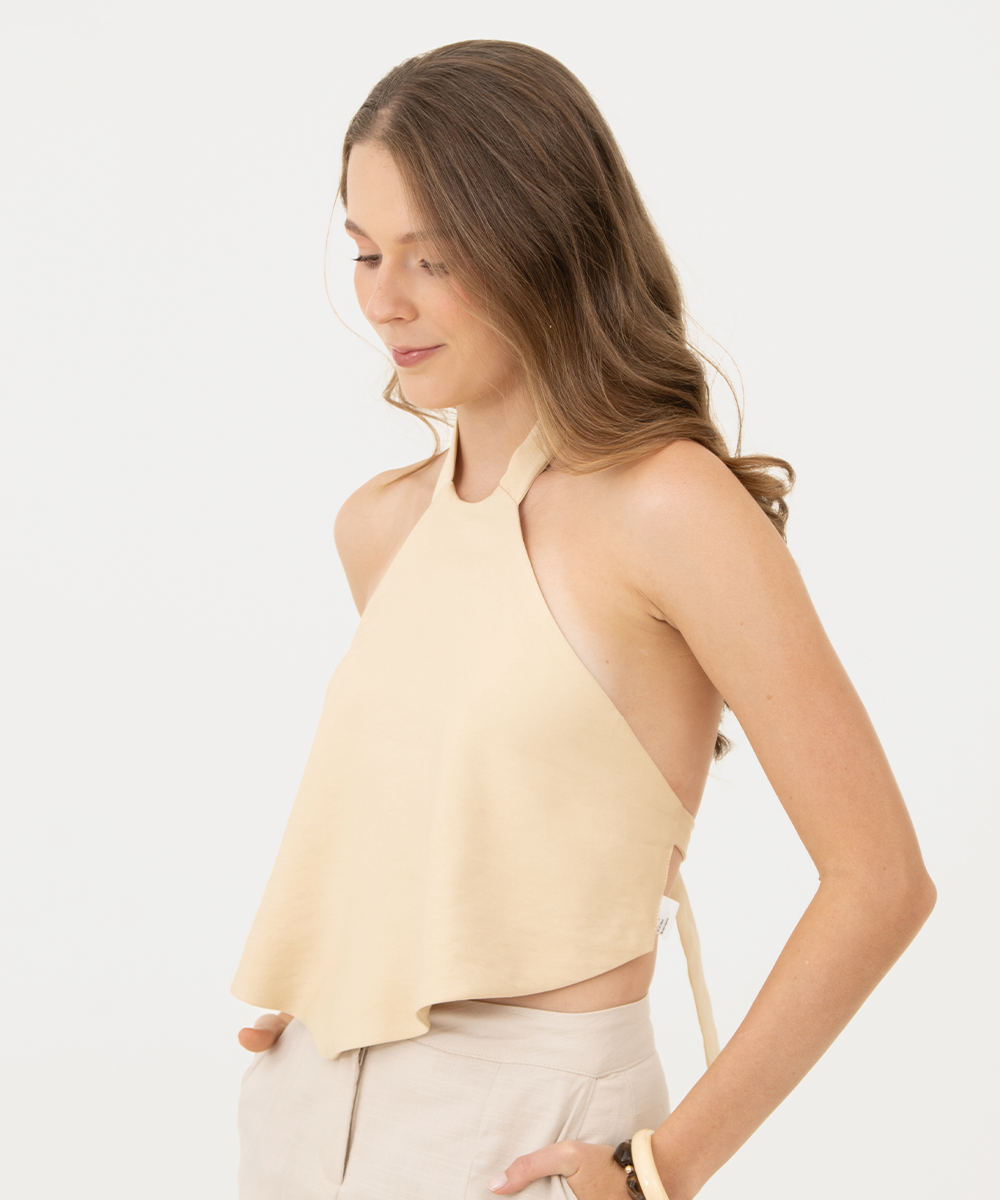 Blusa halter de anudar AMARILLO PASTEL