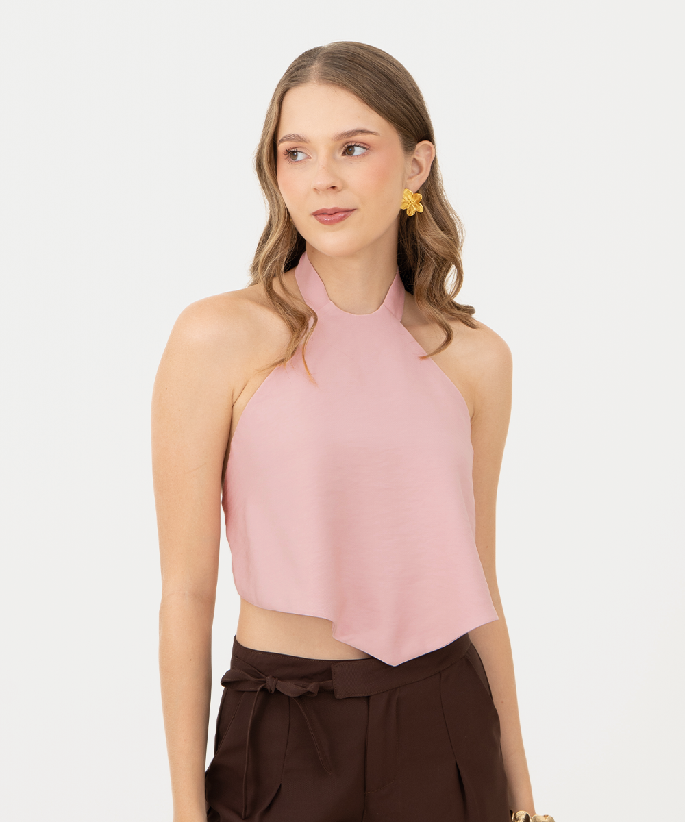 Blusa halter de anudar ROSADO PASTEL