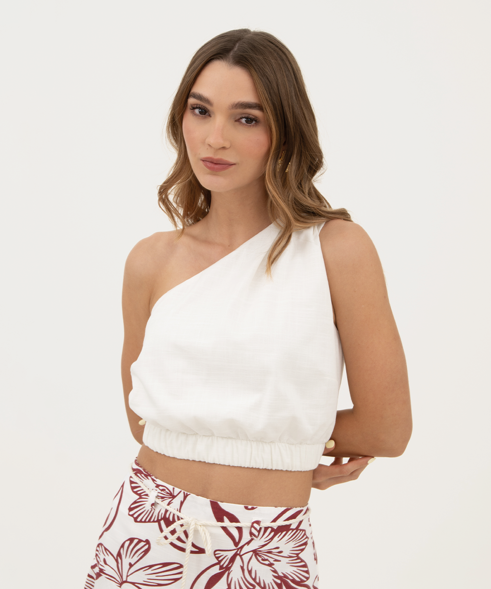 Blusa escote asimétrico Blanco