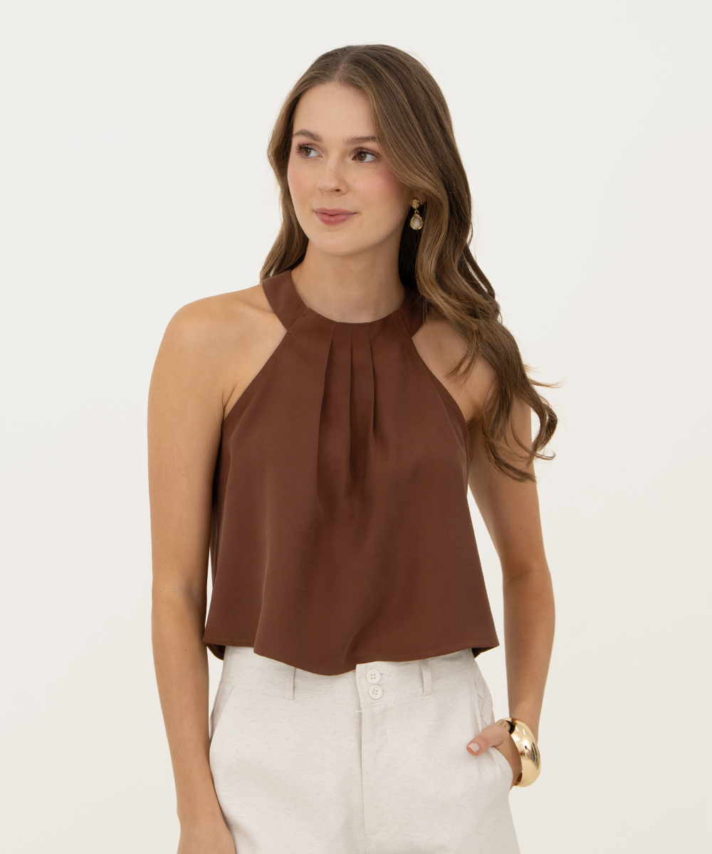 Blusa sisa pliegues Chocolate