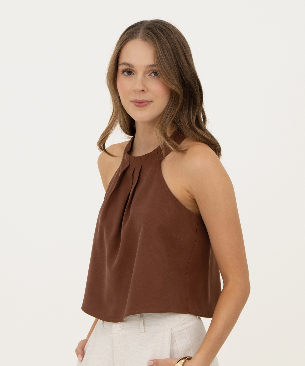 Blusa sisa pliegues Chocolate